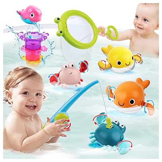 Dwi Dowellin Bath Toy for Toddlers ,Bathtub Toy with Floating Mold Free Swimming Toys and Stacking Cups,Magnetic Fishing Game for Toddles and Babies
