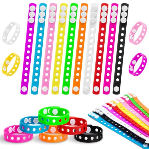 VICROIC 20 PCS Silicone Charm Bracelets 8 Inch Silicone Charm Rubber Bracelets Adjustable Wristbands with Hole for Gift Awards Birthday Shoe Party Supplies