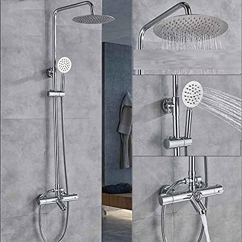 Robinet de douche thermostatique noir mat avec colonne de douche effet pluie et mitigeur chic