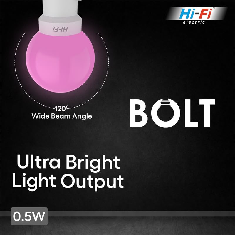 Image of Hi-Fi 0.5W LED Bulb (Pink) B22 Base | Energy Efficient Zero Watt Light | Decorative Night Lamp for Home, pooja room light & Bedroom Zero Blub (Pack of 4)