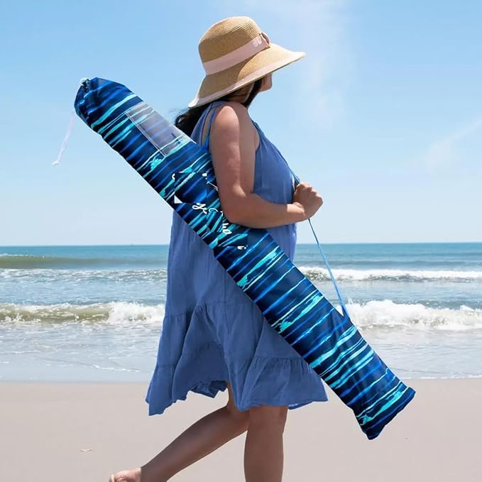 NAEM Tomy Baahama - Sombrilla de playa, azul, con protección UV y mecanismo de inclinación, azul
