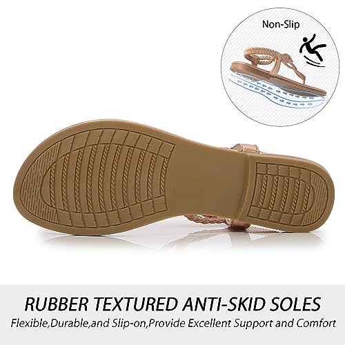 Image of iCKER Women Comfortable Sandals Rhinestone Flat Sparkle Summer sandals