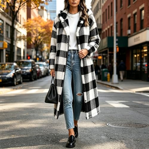 FPMLUXLL Womens Winter Jacket Warm Fleece Flannel Long Hooded Sherpa Jacket - image 2