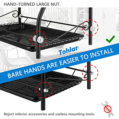 Dish Drying Rack, 2-Tier Kitchen Organizer with Drain board/Cup Holder, Dish Rack Matte Black Tohlar - Thumbnail 4