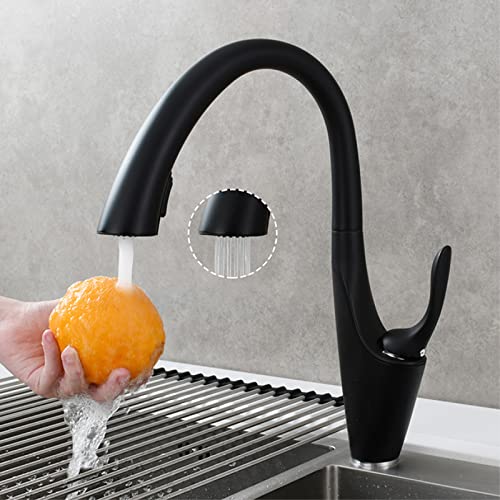 Robinet de cuisine à tirette en laiton chromé eau chaude et froide