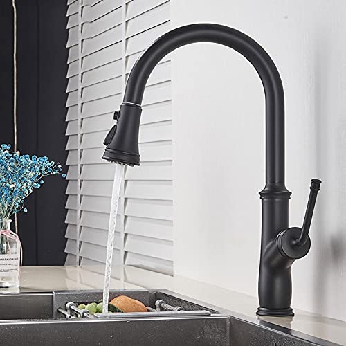 Robinet rotatif noir de style Farmhouse pour îlot de cuisine et bar