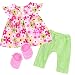 15 Inch Baby Doll Complete Outfit with Sandals, Floral Blouse, Striped Leggings and Sandals