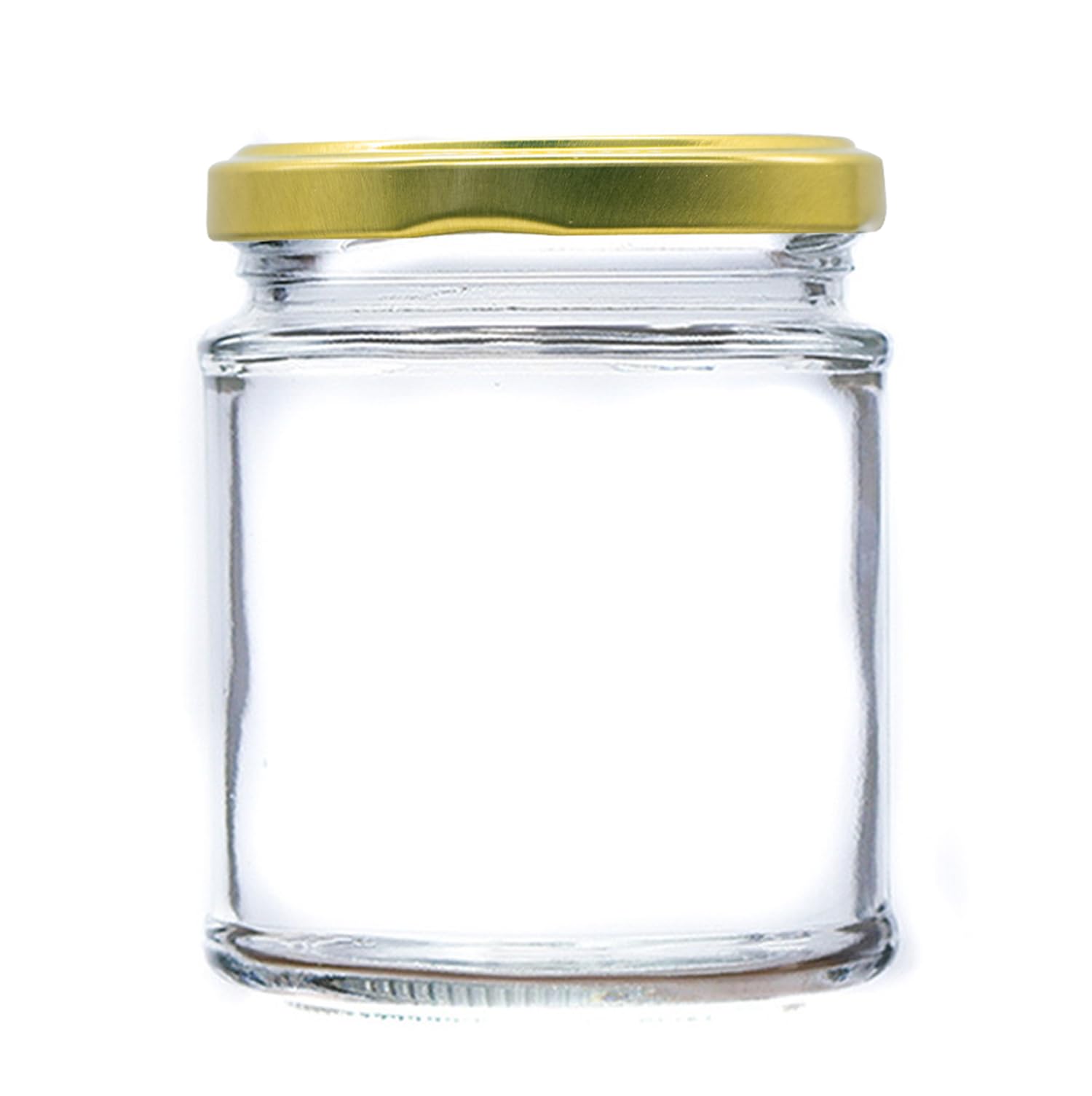 190ml Deluxe Glass Food Jam Jars with Airtight Lids suitable for Marmalade, Honey and Home Preserving (Gold Lid, Pack of 200)