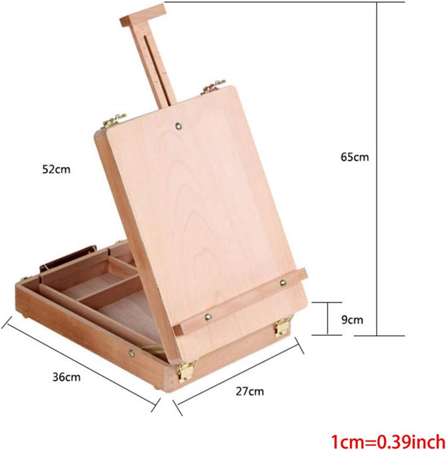 Adjustable Table Sketchbox Easel Paint Palette Portable Wooden Artist Desktop for Case for Storing Art Paint Markers Sketch Pad Drawing Painting
