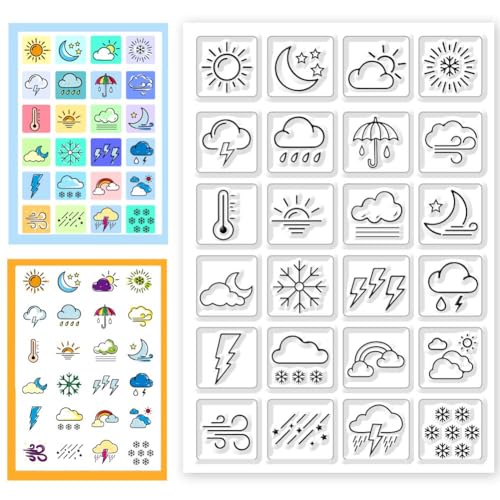 CHGCRAFT Weather Clear Stamps Transparent Silicone Stamp Mini Weather Silicone Seals Stamp for Calendar Planner Decoration and DIY Scrapbooking 6.3 x 4.3inch