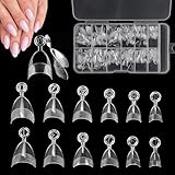 240 Piezas Uñas Postizas Almendra Media, 12 Tamaños Tips Uñas Transparentes, Uñas de Gel Nail Tips, Mitad Lijado Forma de Almendra, con Caja, para Salones, Manicuras DIY Press On Nails