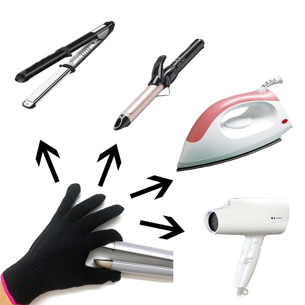 2 gants professionnels résistants à la chaleur pour la coiffure Gants résistants à la chaleur pour les fers à friser, à lisser et à boucler