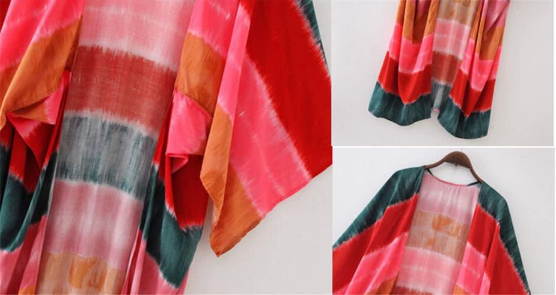 Dninmim Traje de baño vintage con manga de murciélago para mujer, estilo kimono, Como se muestra en la imagen, XXL