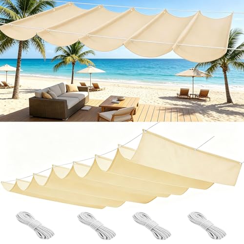 Toile d'ombrage rétractable vague 1.25x9m crème imperméable - 2