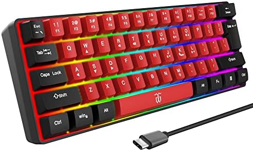 Snpurdiri 60% Percent Gaming Keyboard, Ergonomic Small Mini Gaming Keyboard, Silent Compact RGB Backlit Keyboard for Windows, PC, Laptop, Gaming (61 Keys, Pink)