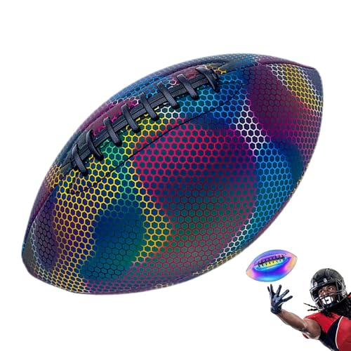 Balón de rugby fluorescente - Balón de fútbol luminoso, juego de noche reflectante, pelota de entrenamiento de poliuretano, al aire libre, para jóvenes y adultos, perfecta para acampar juegos de ocio
