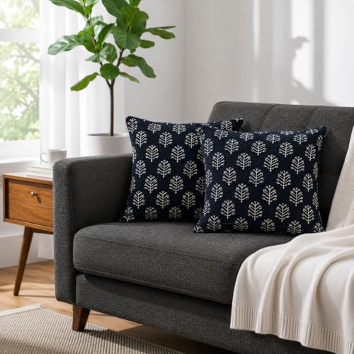 Image of STITCHNEST 'Nomad Weave Collection' Cushion Covers 16 x 16 Inches Set of 2 - Elegant Jacquard Fabric, Washable & Durable for Modern Living