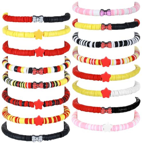16 Pcs Birthday Party Supplies Favors Friendship Bracelet Set Adjustable Stretch Beaded Bracelets(Mouse)