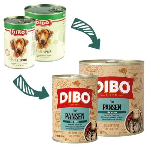 DIBO – PUR PANSEN (Pansen/Blättermagen), 800g-Dose, Reine Fleischdosen aus frischem und natürlichem Fleisch! DIBO-Qualität