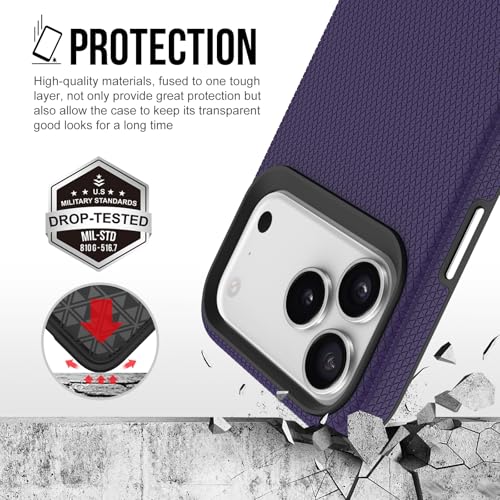 Image of NOXO Ultra-Hybrid Triangle Back Case Cover for iPhone 17 Pro Max, | Shockproof Design | Camera Protection | Soft TPU & Rugged PC | Bumper Case Cover for iPhone 17 Pro Max, (Deep Purple)