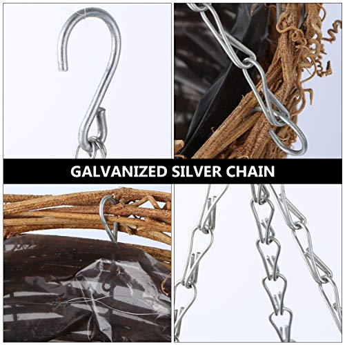 Doitool Hanging Planter Plant Flower Pot Rattan Flower Basket Natural Handmade Rattan Braided Hanging Planter Basket Flower Pot Nest Storage Container (S Log Color) #TOP2