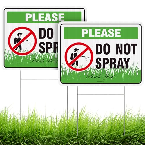 2 PC Do Not Spray Sign, 12"x9" No Pesticide Lawn Yard Sign, No Spray Signs