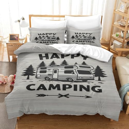 Housse de couette camping microfibre 220x240 cm retro - 3