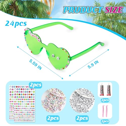 12PCS DIY Heart Sunglass Decorating Kit Heart Sunglasses Bulk for Girls Women, Customizable Party Favors Accessories for Theme Parties, Girls Night Out, Birthday Decorations (12)2