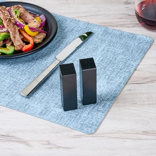 Restaurantware-RW Base 2 Ounce Salt And Pepper Shaker Set, 1 Durable Rectangular Salt And Pepper Set - Dishwashable, Refillable, Black Steel, For Restaurants Or Pizzerias by Restaurantware - Image 3