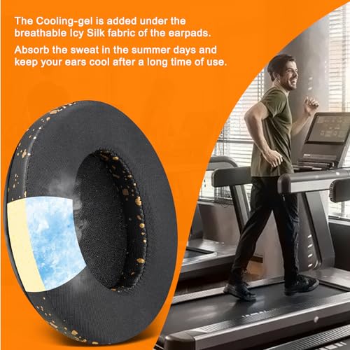 Image of SOULWIT Cooling-Gel Earpads for Razer Barracuda /Barracuda X /Barracuda X Chroma (Do Not Fit Barracuda Pro) Headphones, Ear Pads Cushions with Noise Isolation Foam, Ice Silk Fabric - Black Gold