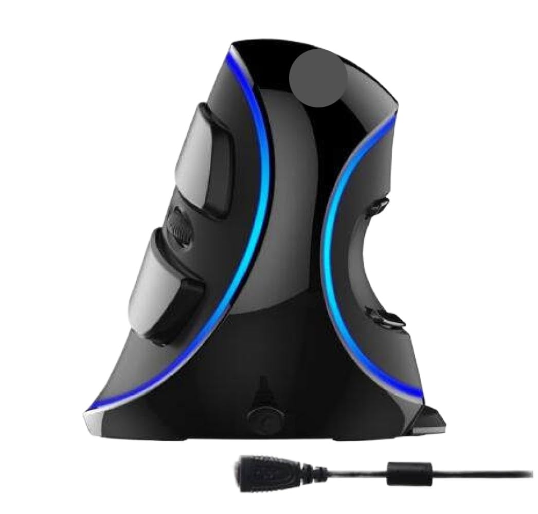 Ratón Vertical de 6 Botones, diseño ergonómico inalámbrico y con Cable óptico de 4000 dpi para Mano Derecha, Compatible con PC y portátil(M618 Single Color)