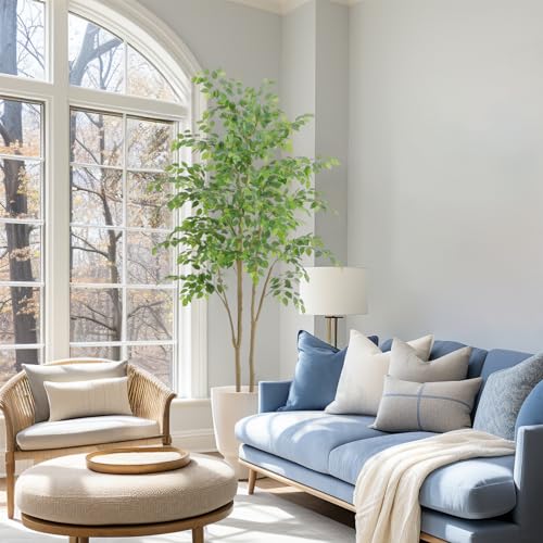 Nafresh Tall UV Resistant Ficus Tree Artificialï¼7ft(84in) Realistic Texture Potted Faux Ficus Treeï¼ Fake Trees Indoor Outdoor for Home Office Living Room Bedroom Foyer Porch Decor. - Image 5