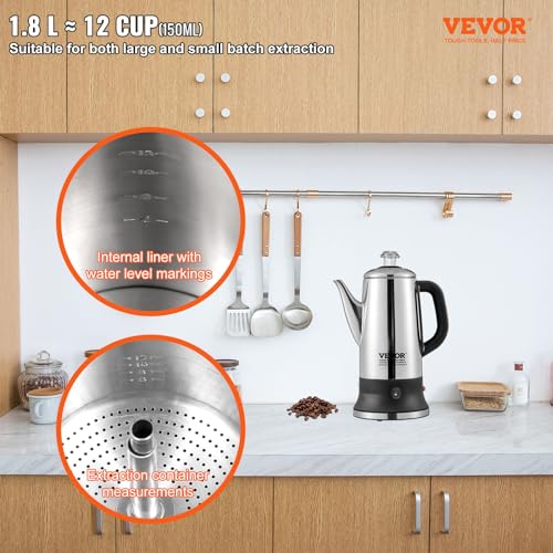 VEVOR 12-Cup Stainless Steel Electric Percolator