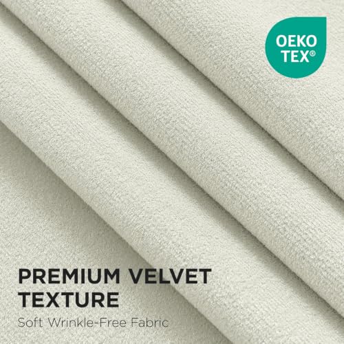 Image of Joydeco Ivory White 100% Blackout Curtains 84 Inch Length 2 Panels Set, Black Out Curtain for Bedroom Living Room, Heavy Luxury Thermal Insulated Velvet Curtains Rod Pocket Back Tab, 52W x 84L