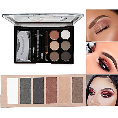 CCbeauty Brow Contour Powder Kit 13pcs, Eyebrow Makeup Palette Set, with 6 Eyebrow Powders,3 Eyebrow Stencils, Eyebrow Pencil, Spoolie, Brush, Tweezers, Eyebrow contour palette for Beginner and Professional (Set A)