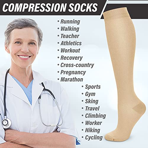 Image of Acture Compression Socks for Women & Men 15-20 mmHg, Best Medical, Nursing, for Running, Athletic, Varicose Veins, Travel
