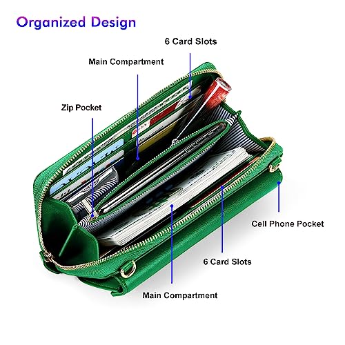 Image of nuoku Small Purse for Women, RFID Blocking Wristlet Wallet, Crossbody Clutch with Cell Phone Pocket