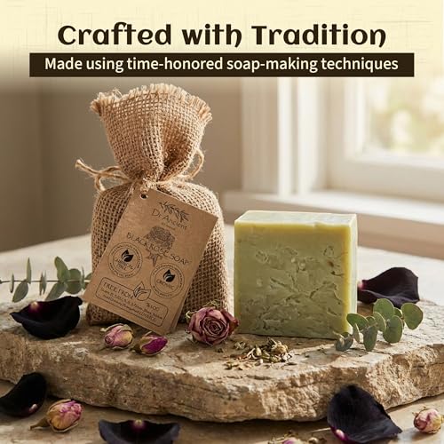 Image of Dr.Ancient Black Rose Soap Bar, Organic Soap Bars Handcrafted the Traditional Way, Natural Chemical-Free, Vegan, Used for Face Wash, Body Wash, and Hand Cleansing, Deep Cleansing & Refreshing Care