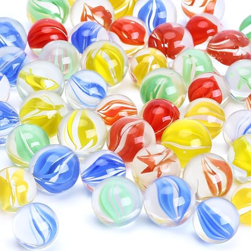 HAKACC 105 Stück Glasmurmeln,14mm Kleine Bunte Murmeln für Murmelspiel, Kinder und Haus Dekoration