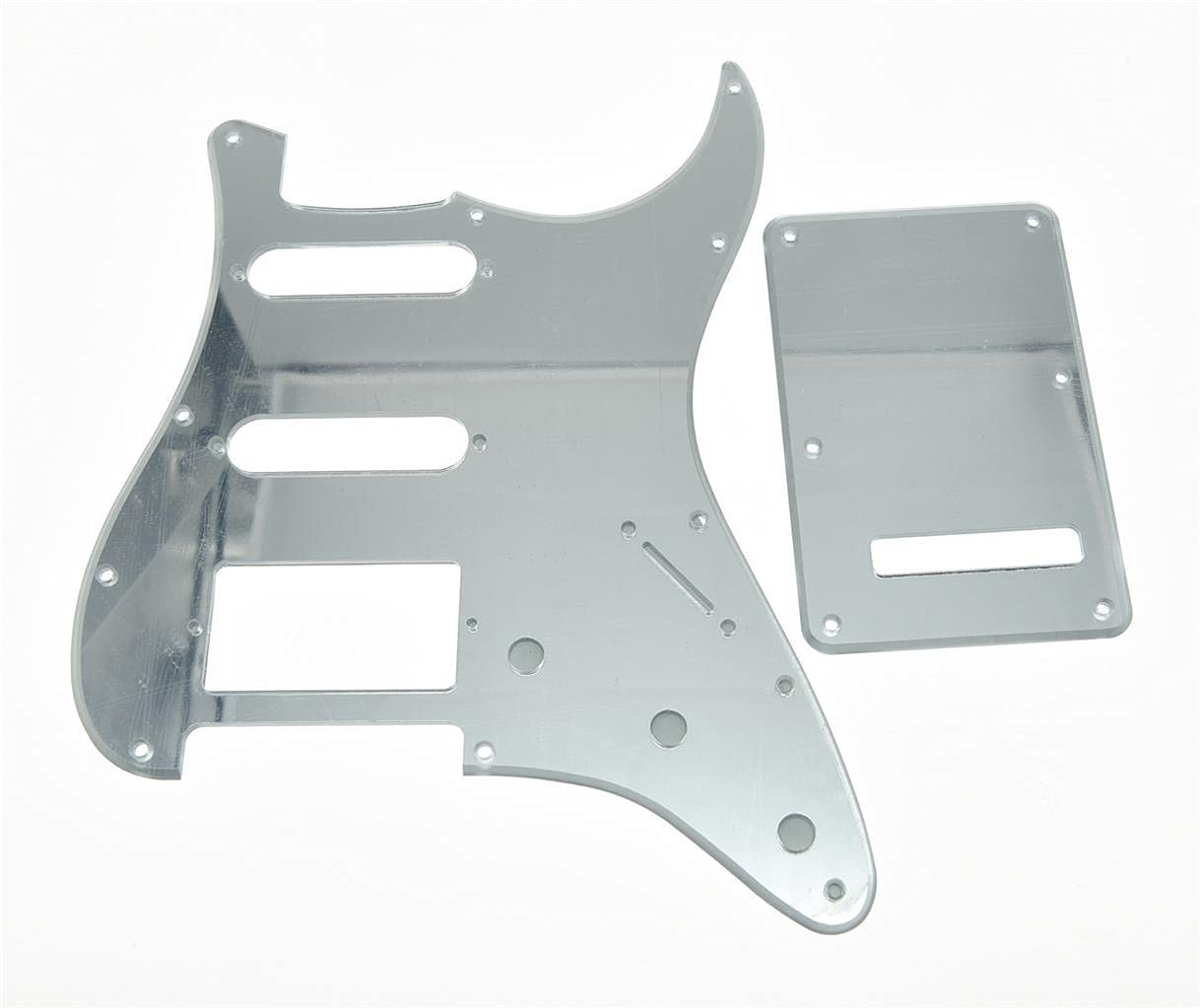 Dopro Strat HSS Guitar Pickguard ST Back Plate Tremolo Cover for USA/Mexican FD Silver Mirror 1 Ply