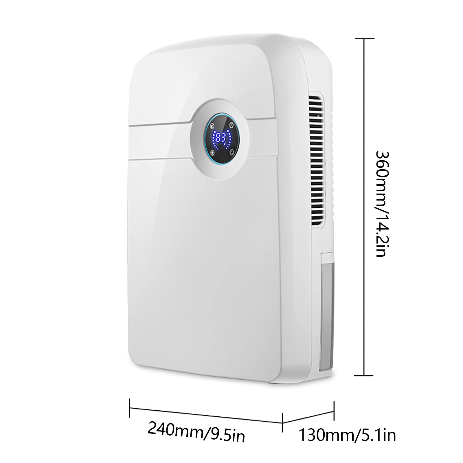 Deumidificatore elettrico 2500 ml, deumidificatore silenzioso con deumidificatore, sbrinamento, controllo del tempo e funzione sleep, deumidificatore con touch screen e telecomando, per cucine, bagni,