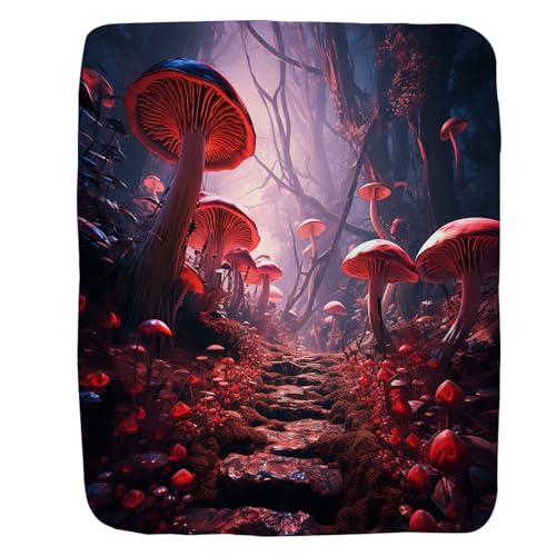 Manta De Forro Camino del Mundo Mágico Fresco De Hongos Rojos Mantas Lujosa Frazada Clásica Manta De Franela para Habitacion Dormitorio Sala De Estar L