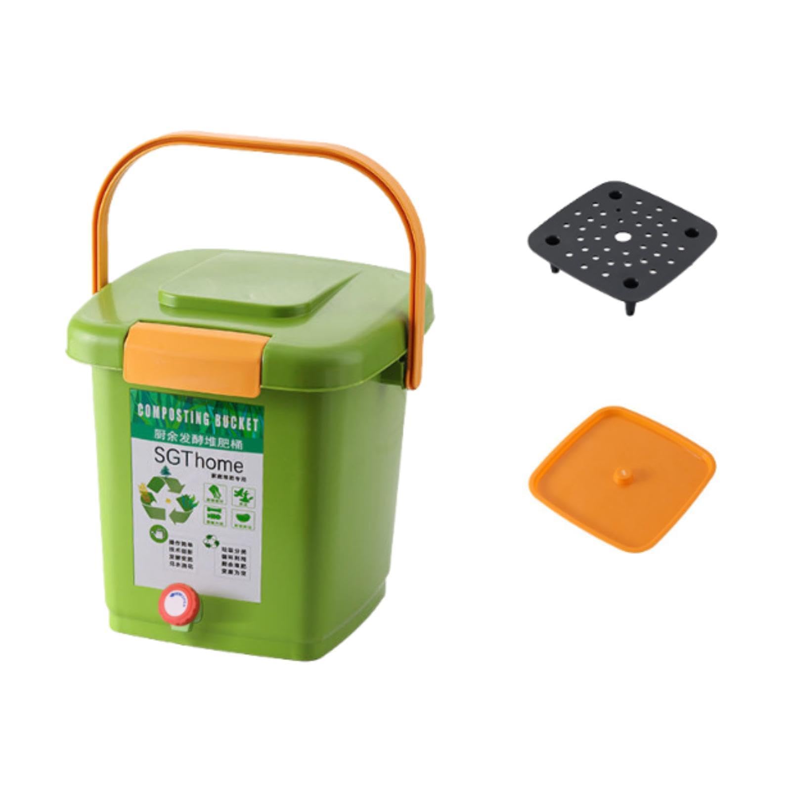 Composteur, Poubelle Hermétique avec Poignée, Cuve de Fermentation Pratique pour Déchets Alimentaires, Seau à Compost pour Jardin, Ferme Ou Intérieur, 15l