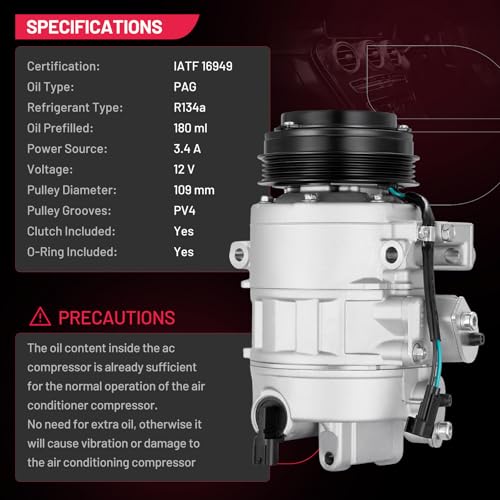 BDFHYK DG9Z19703C Air Conditioning A/C Compressor with Clutch Compatible with Ford Edge L4 2.0L 2016-2018, Fusion L4 2.0L 2.5L 2013-2020