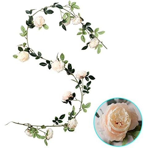 MLSG Artificial Silk Peony Vine Ratta Silk Hanging Flower for Wedding Bouquet, Flower Arrangements, Home, Hotel, Party Decoration (White) Cover