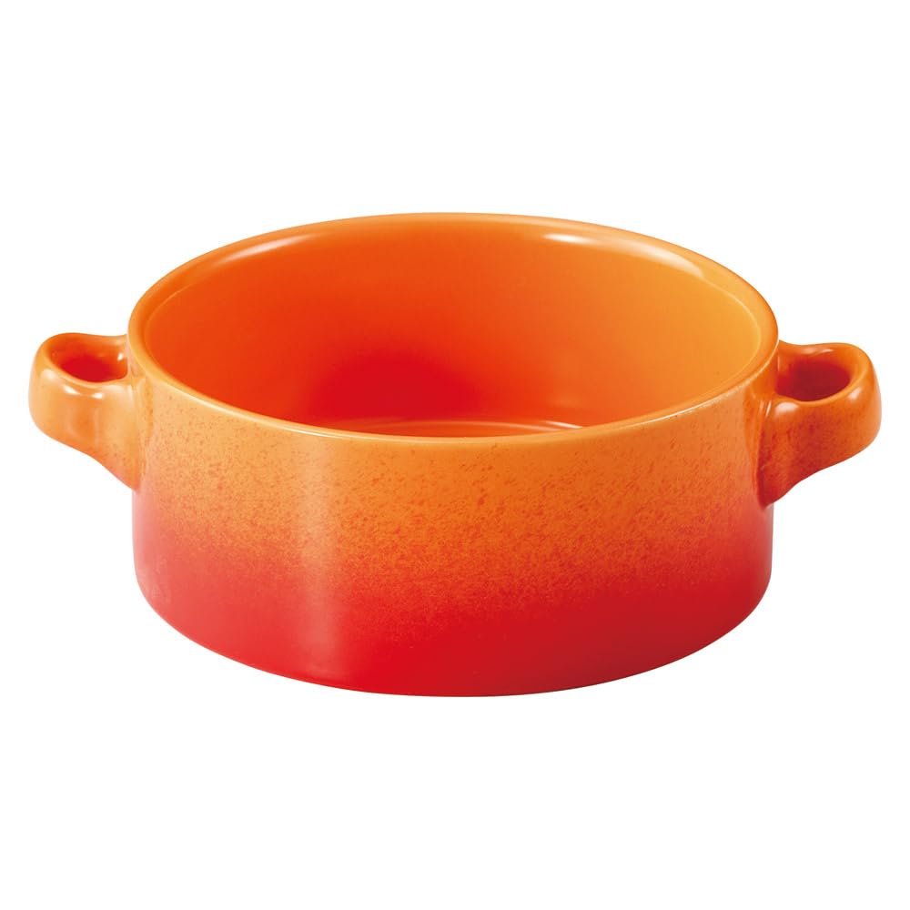 COLORE (Orange) Orange Two-Handed Soup Au Gratin | Au Gratin Dish, 6.1 x 4.7 x 2.0 inches (15.7 x 11.9 x 5 cm), 9.8 oz (280 g)