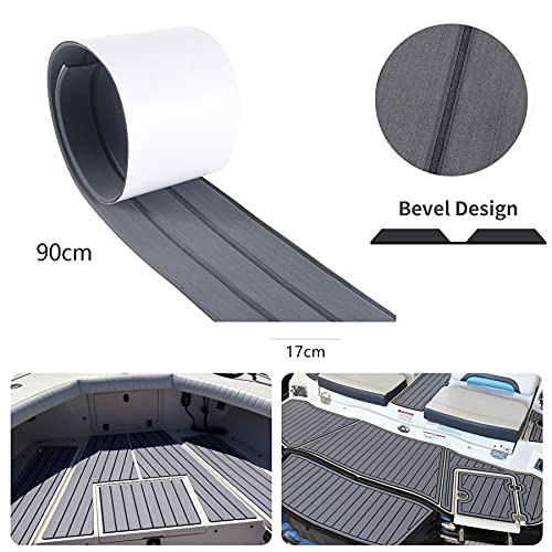 SenMore Boat Flooring Teak EVA Foam Faux Self-adhesive Non-slip Teak Decorative Board, Used for Yacht Kayak Sailing RV Marine floor Mat,240x17cm - Image 2