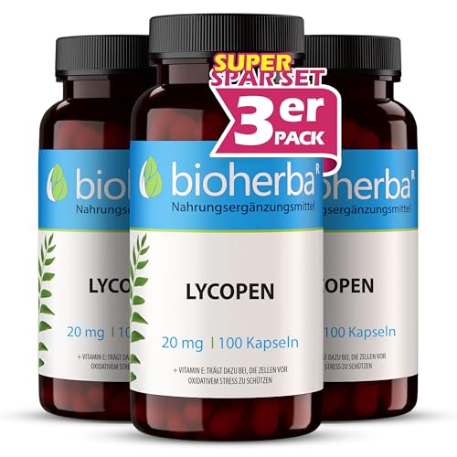 Lycopin Kapseln – 300 Stück mit 20 mg Lycopin und Vitamin E aus Tomatenextrakt von BIOHERBA PZN 19642793