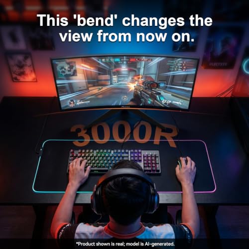 Image of 23.8 Inch Curved Gaming Monitor, 180Hz,1ms FHD1080P, 3000R, 100% sRGB, Support Freesync, Frameless,4000:1 Contrast Eye Care, HDMI DP Ports, VESA Mountable(G25F180)