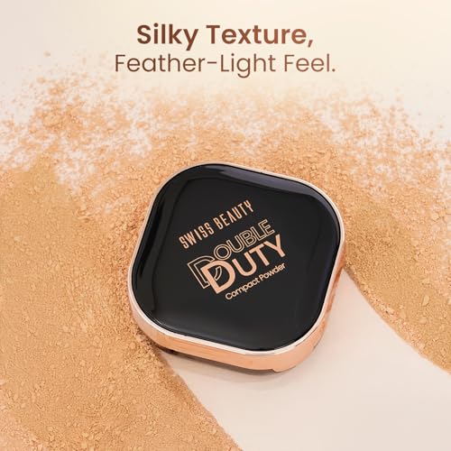 Image of Swiss Beauty Double Duty Compact Powder | 2-in-1 Compact for Day to Night | Buildable Coverage | With Vitamin E & Hyaluronic Acid | 18g, Shade- 4. Amber Dusk /Radiant Dusk